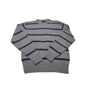 Vintage Penobscot Bay Traders Gray Stripe Shetland Wool Blend Sweater L USA